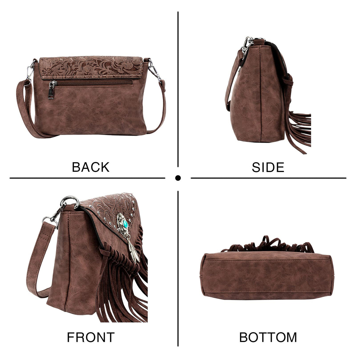 Small Turquoise Fringe Crossbody Handbag O81801
