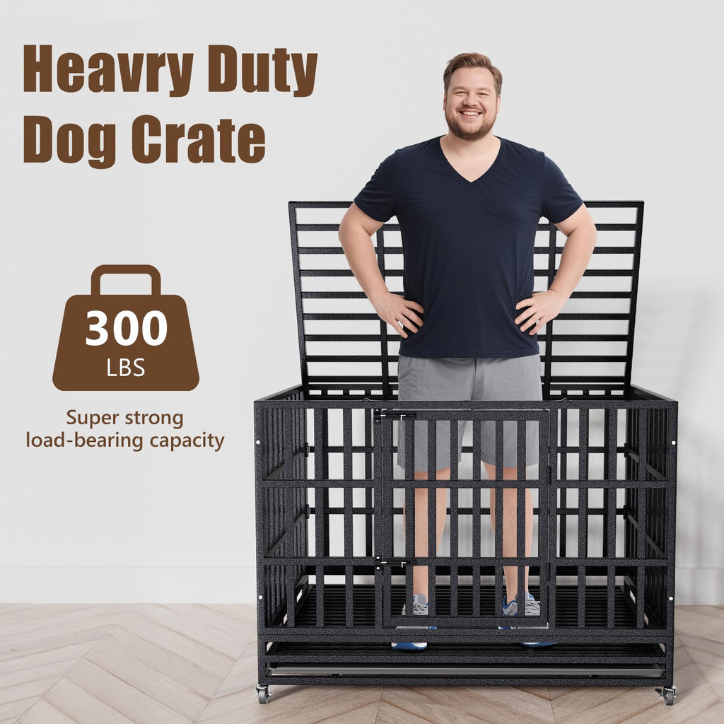 48 Inch Heavy Duty Dog Crate Kennel with Wheels D9857
