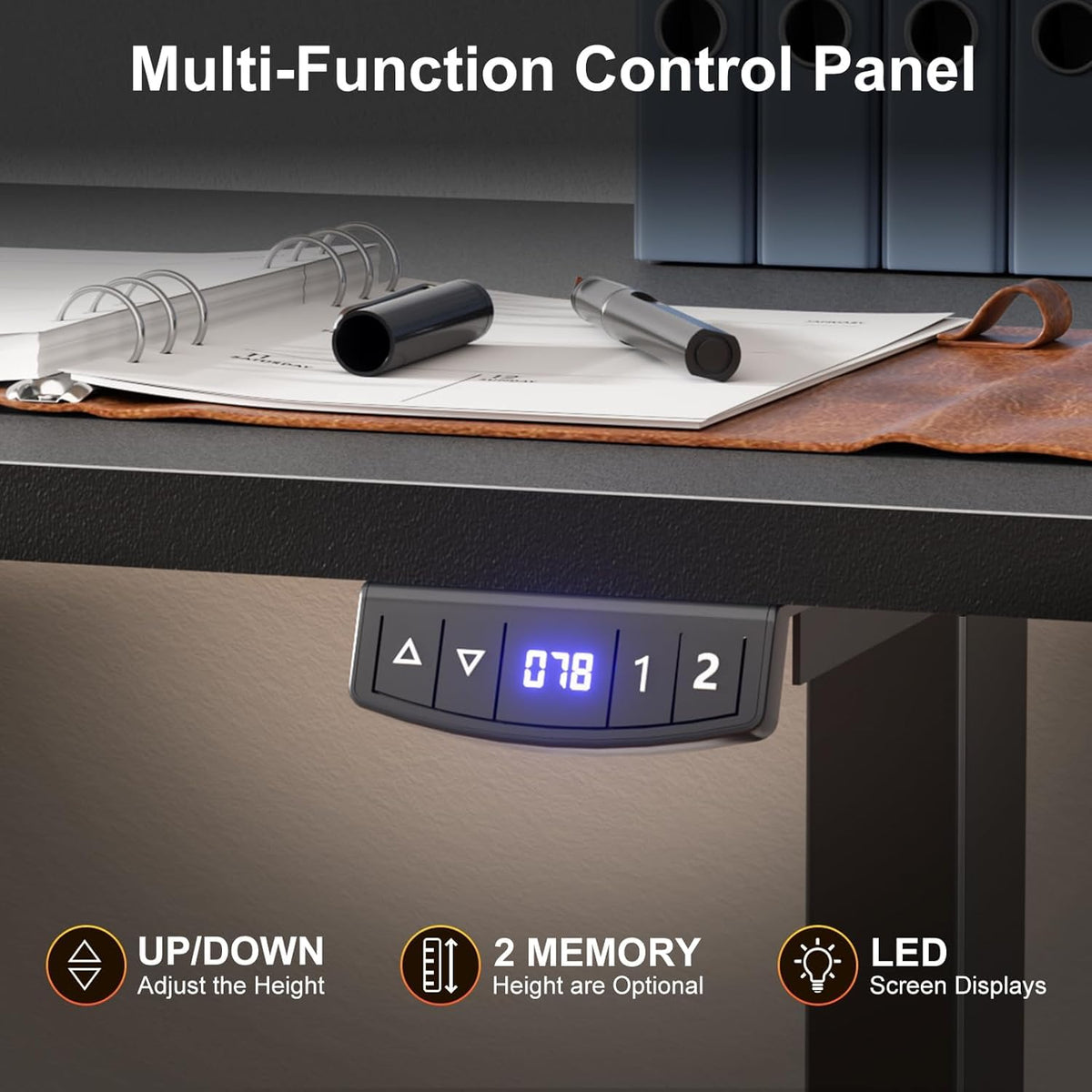 63" L Shaped Height Adjustable Standing Desk M7695