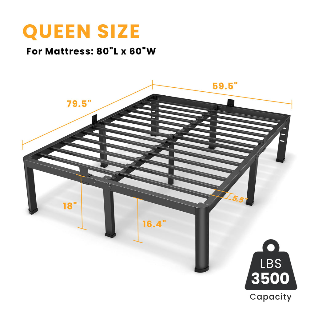 18 Inch Queen Size Metal Platform Bed Frame Z834401