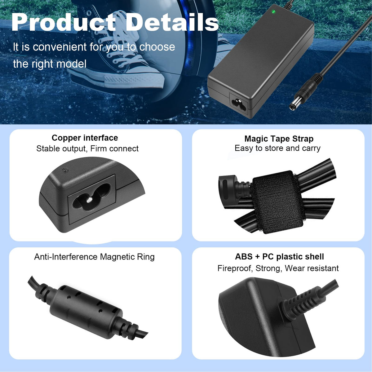 42V 2A Electric Scooter Charger with 7 Plugs B1487