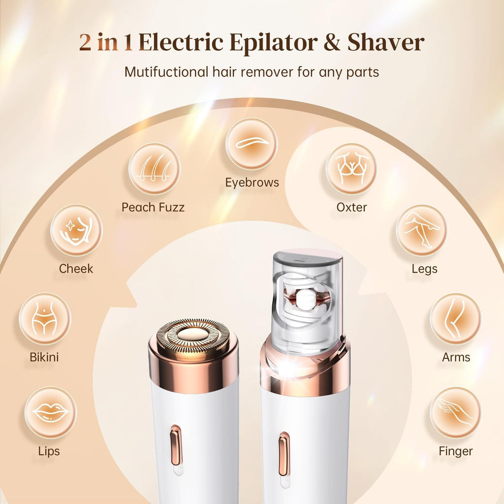 2-in-1 Facial Hair Removal Epilator with LED Light O13235