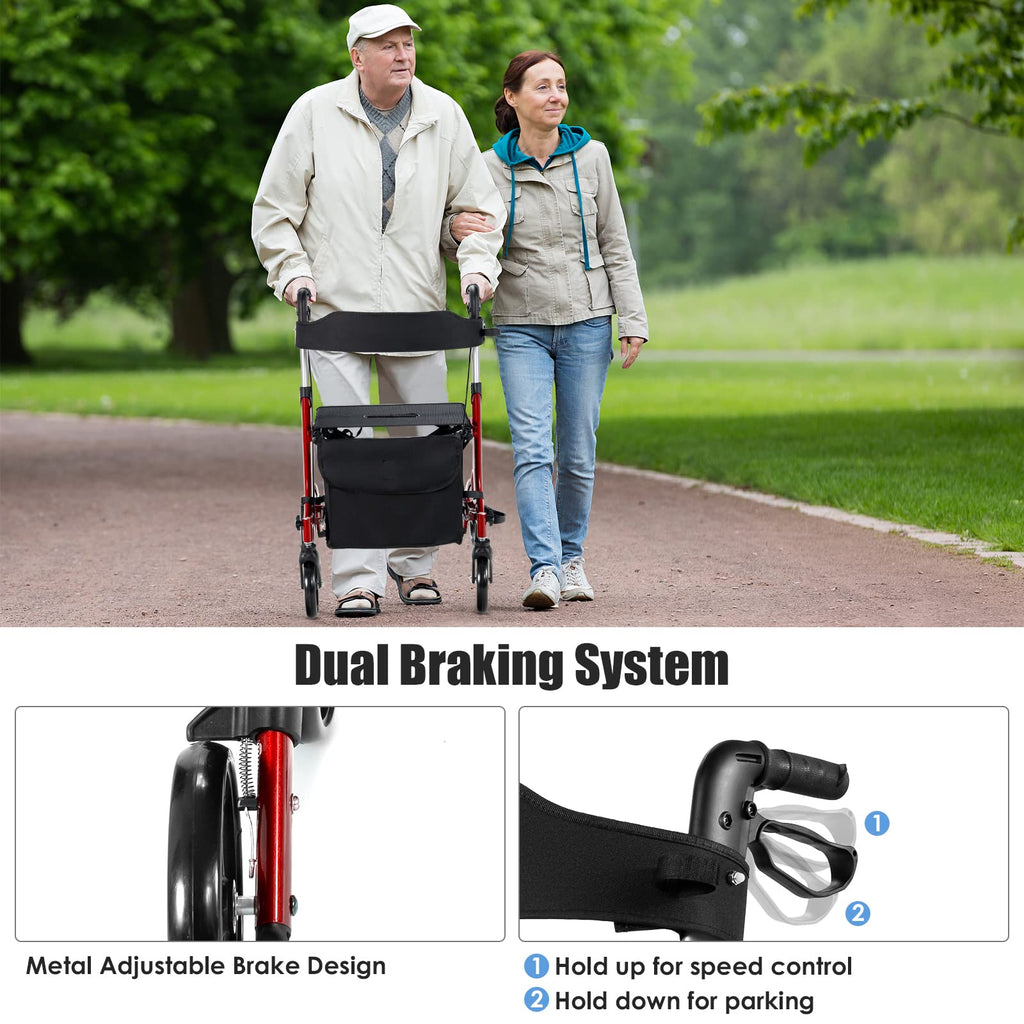 2-in-1 Aluminum Rollator Walker with Seat T741534