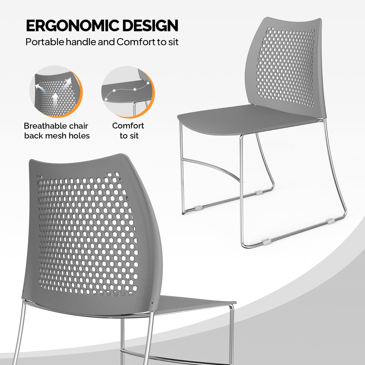 Grey Plastic Stacking Chairs H70912