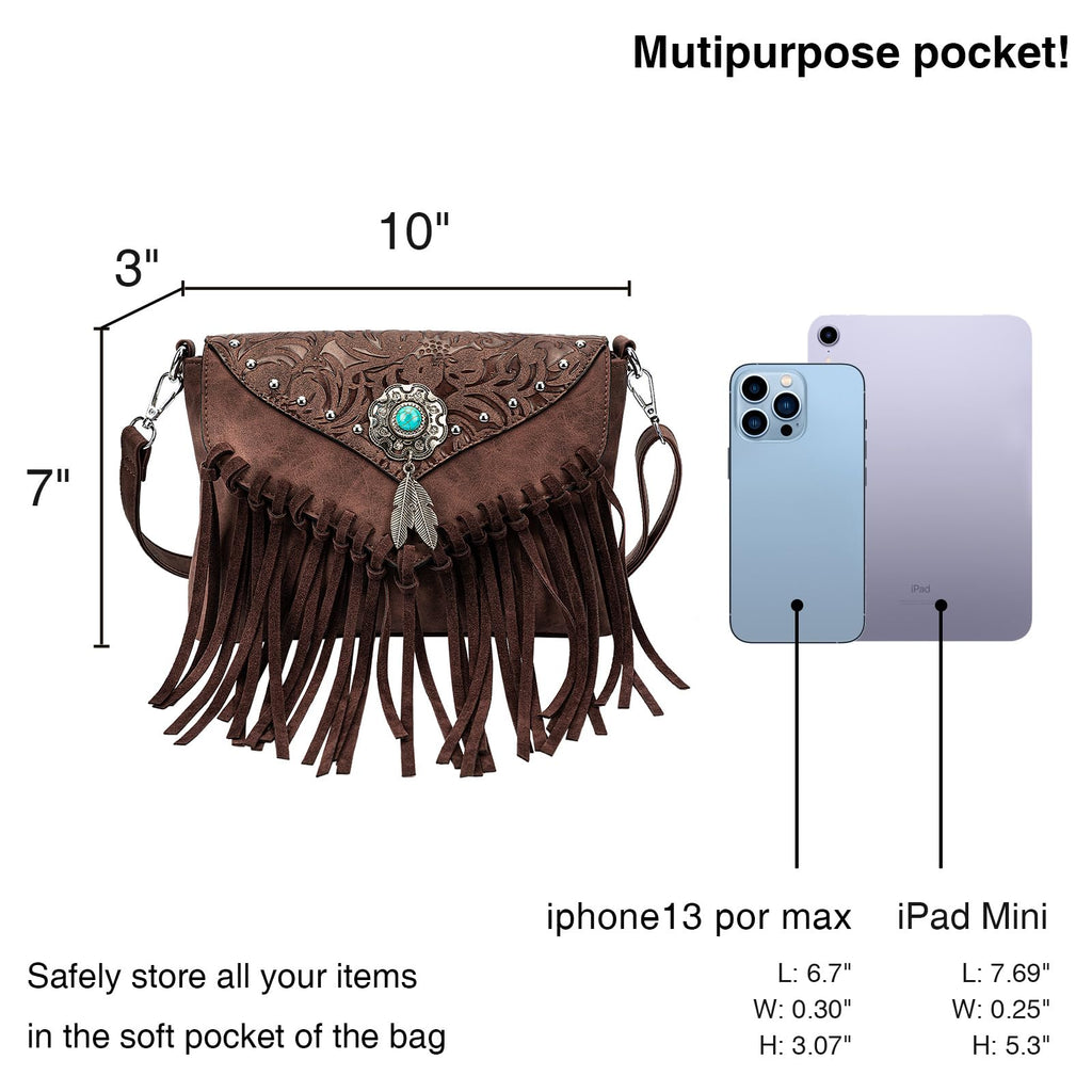 Small Turquoise Fringe Crossbody Handbag O81801