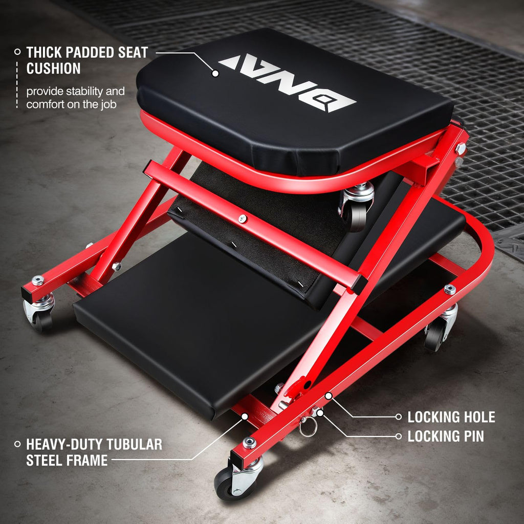 40 Inches 2 IN 1 Rolling Folding Car Creeper/Seat Red A780340