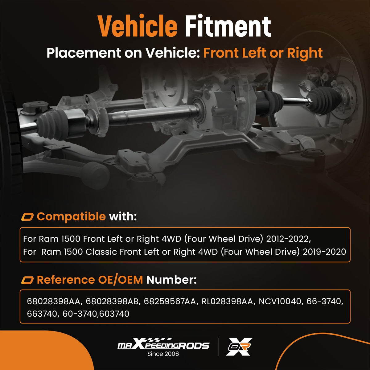 Front Left or Right CV Axle Shaft B43726