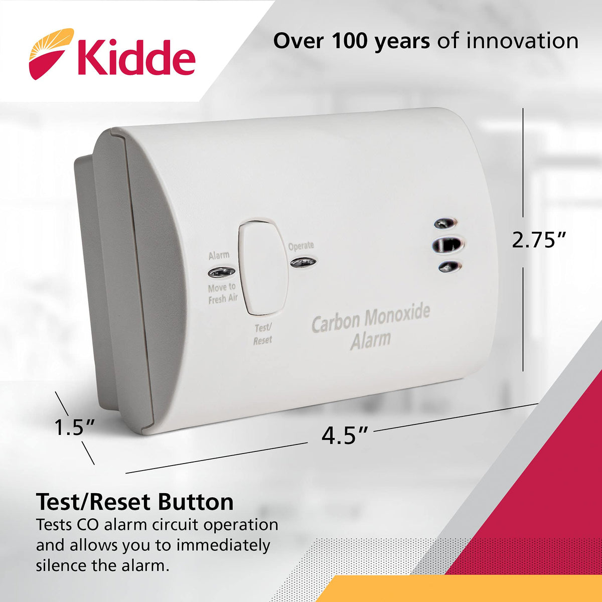 Carbon Monoxide Detector, Battery Powered CO Alarm D83992