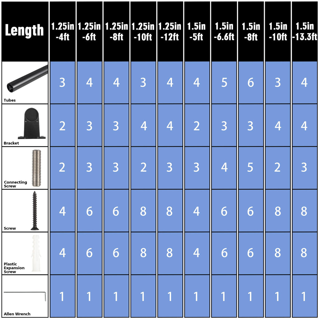 Black Aluminum 1.5" Pipe Stair Handrail 5ft A8338