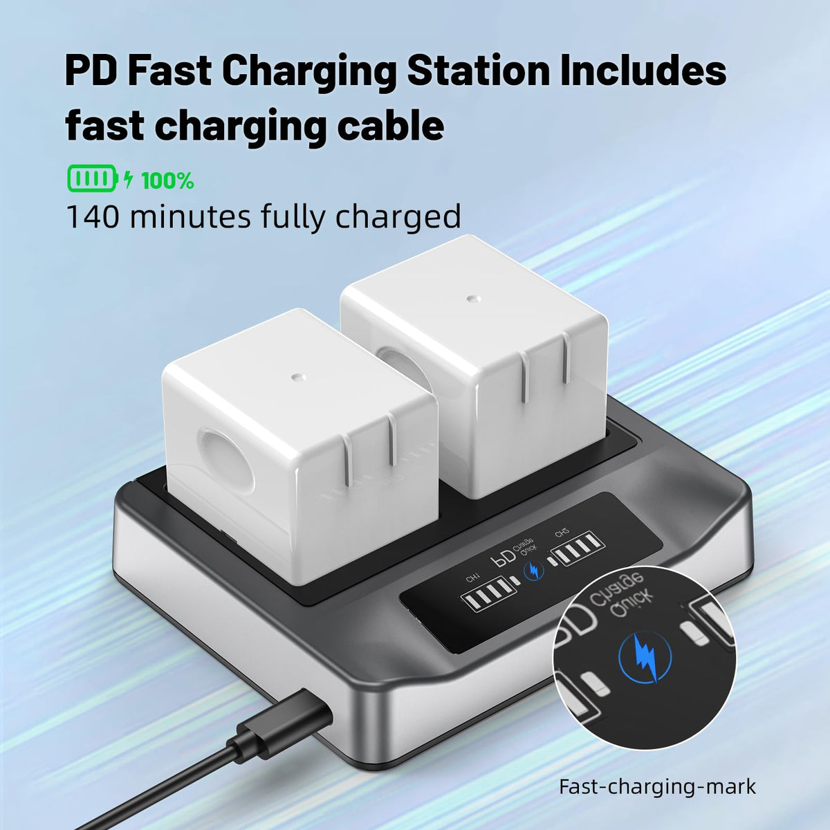2-Pack Rechargeable Batteries with Charging Station U14875