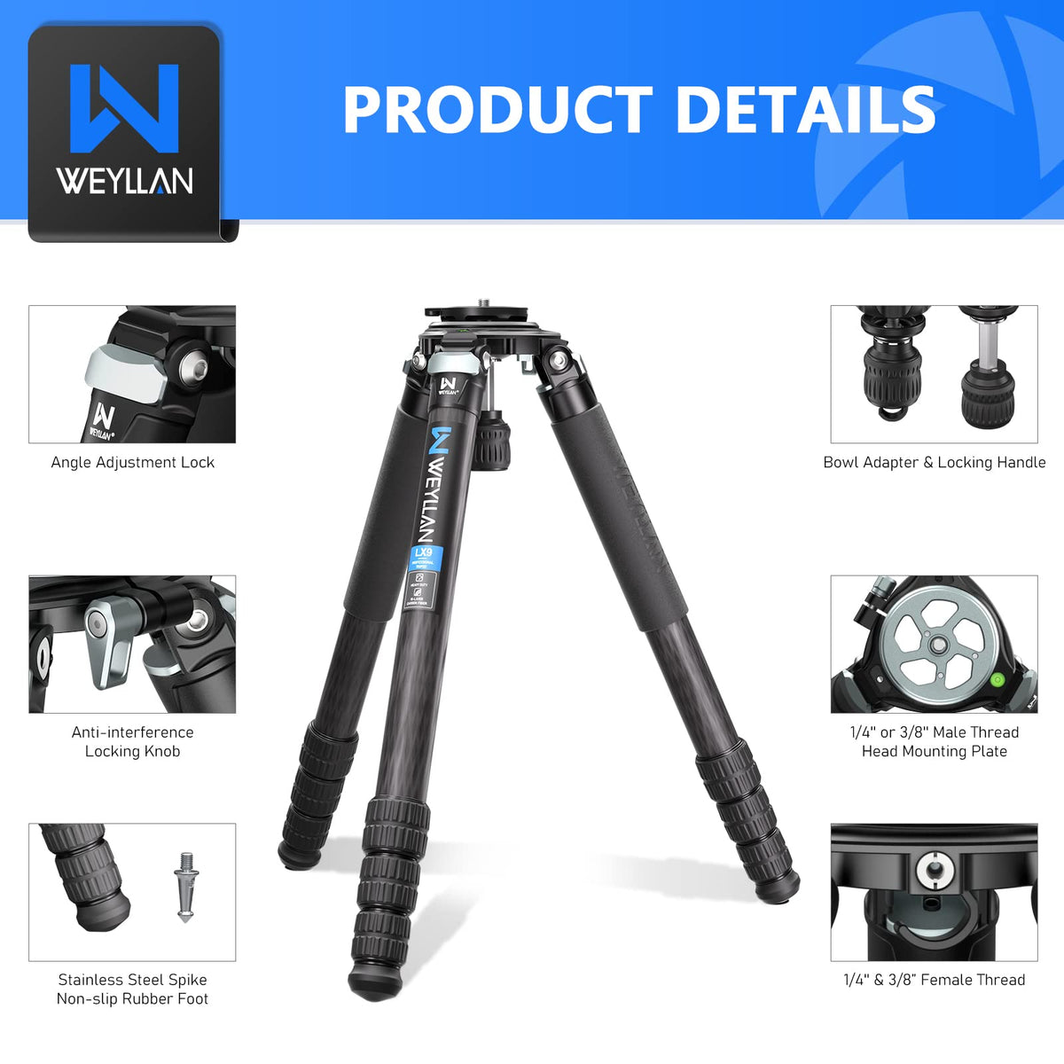 Carbon Fiber Tripod with 75mm Bowl and Adapter S54102