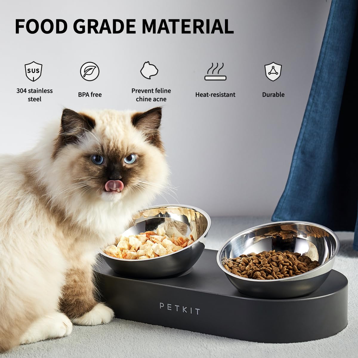 Elevated Dog Cat Bowl with 2 Stainless Steel Bowls W768968