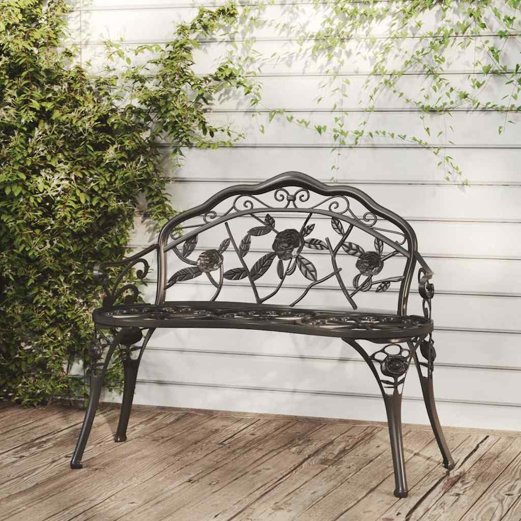 Cast Aluminum Black Patio Bench X54359