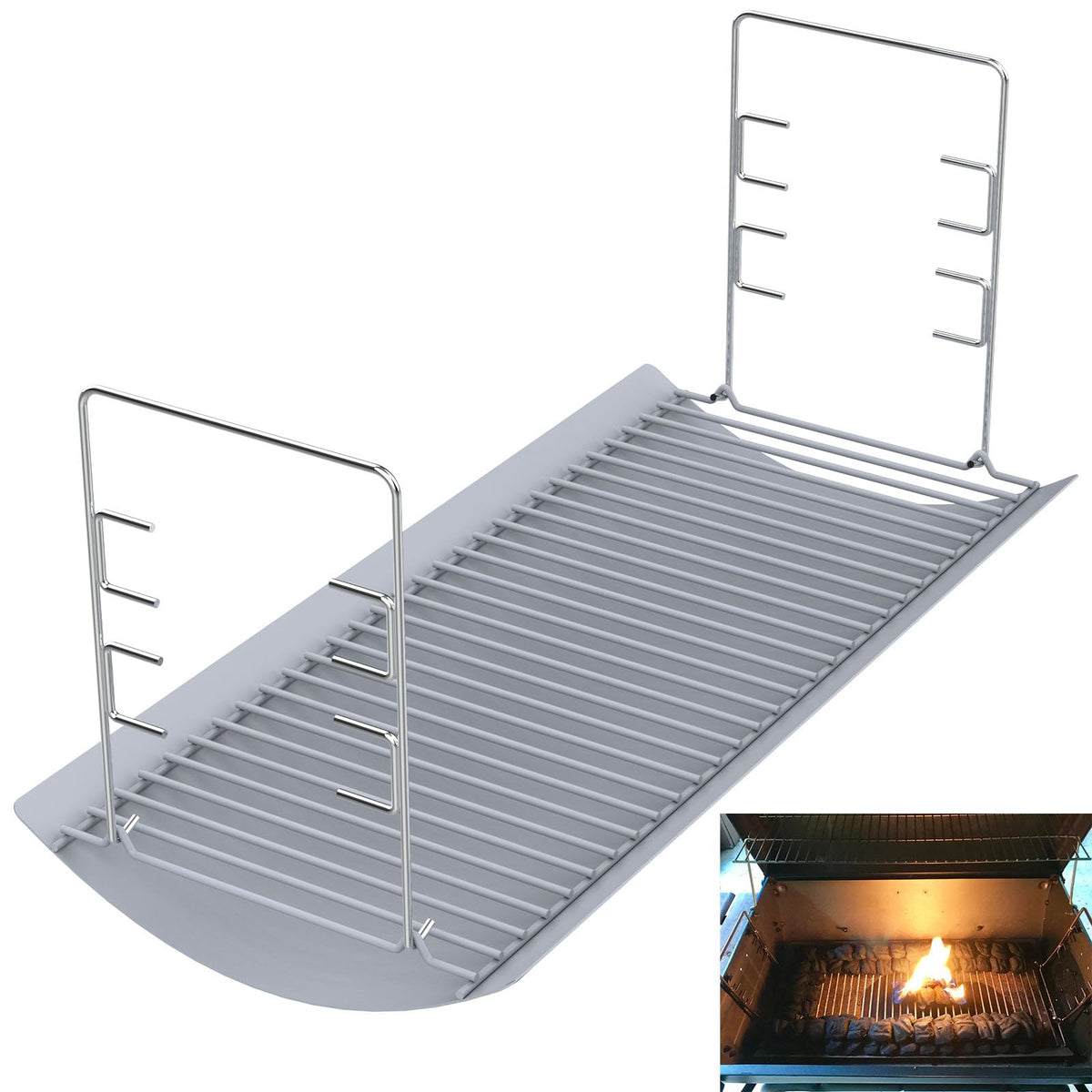 27 Inch Ash Pan Replacement with 2pcs Fire Grate Hangers T5076