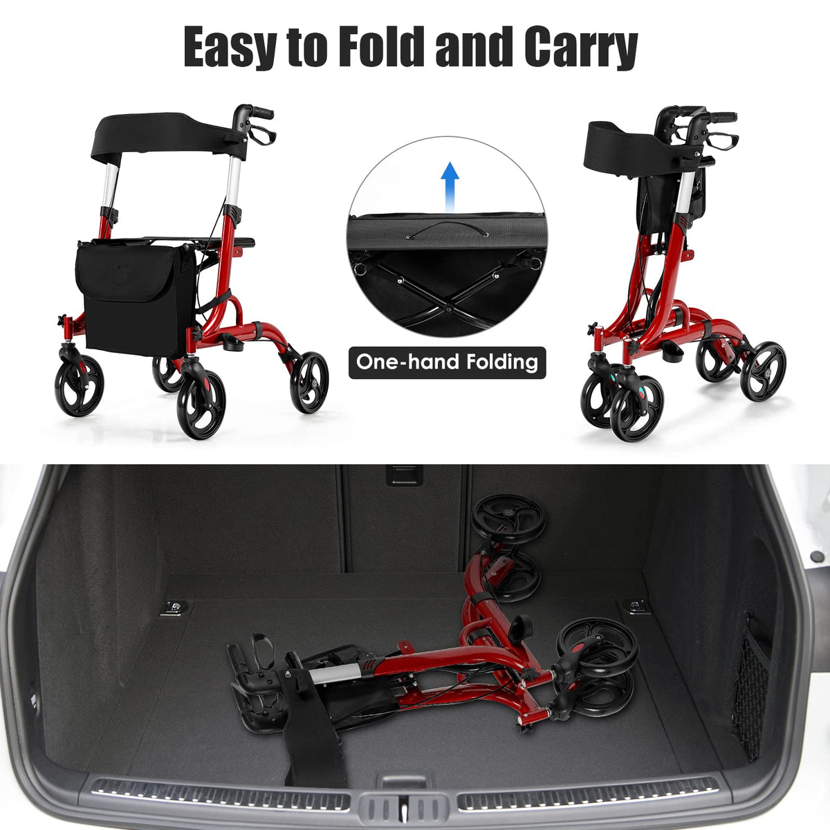 2-in-1 Aluminum Rollator Walker with Seat T741534