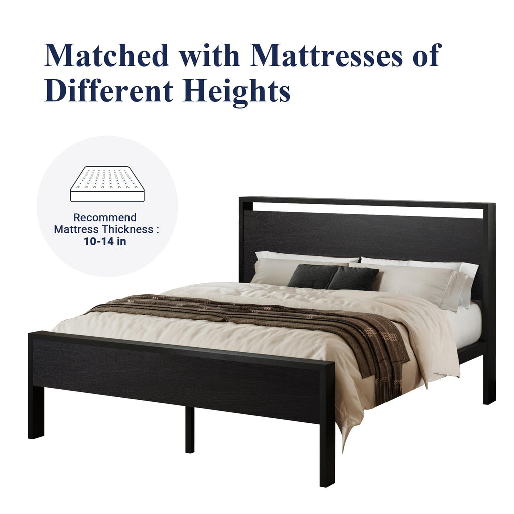 Queen Size Black Oak Bed Frame O904