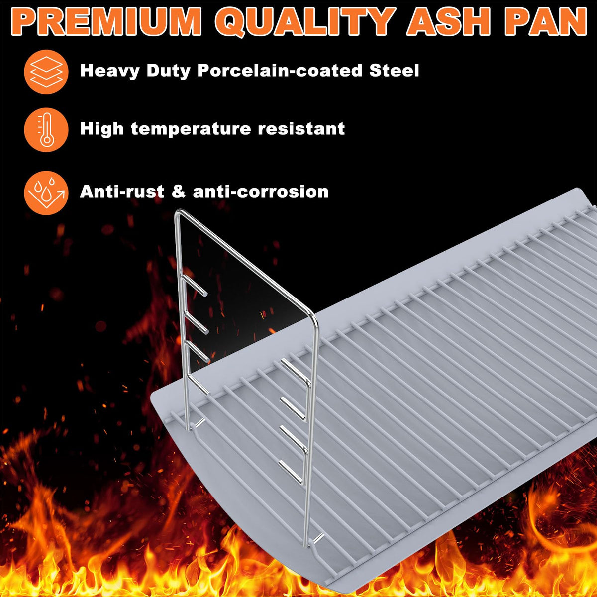 27 Inch Ash Pan Replacement with 2pcs Fire Grate Hangers T5076