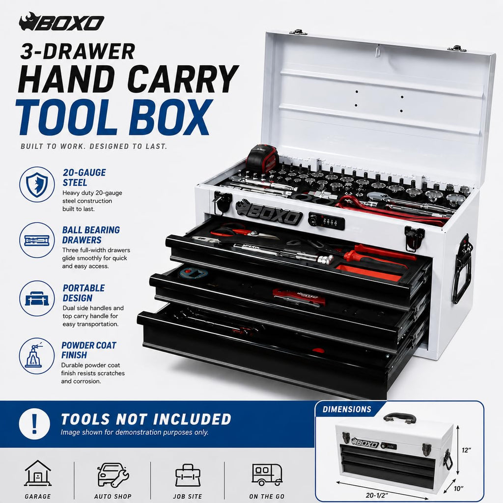 3-Drawer Steel Toolbox with Ball Bearing Drawers V146