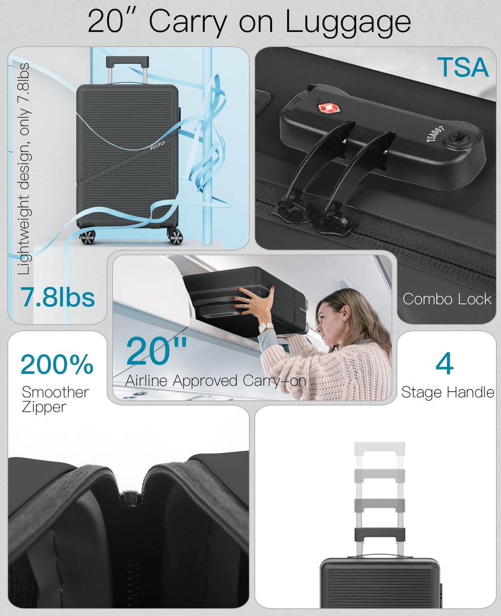 20 Inch Hardside Spinner Luggage with TSA Lock H68126