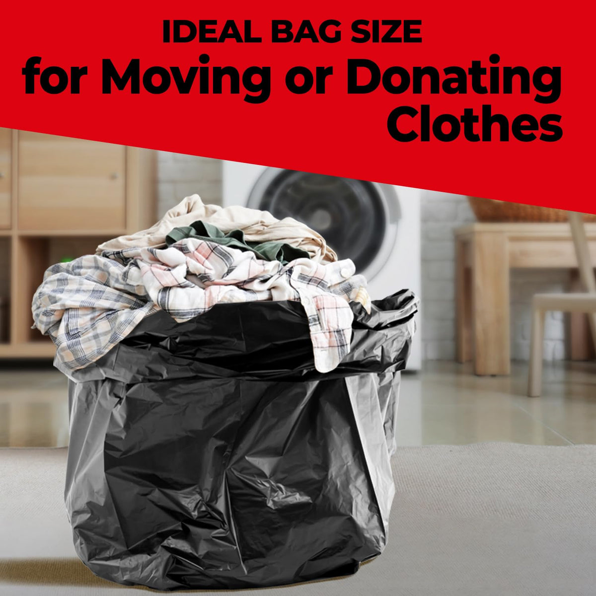 42 Gallon Heavy Duty Black 3 Mil Trash Bags, 50 Count L45885