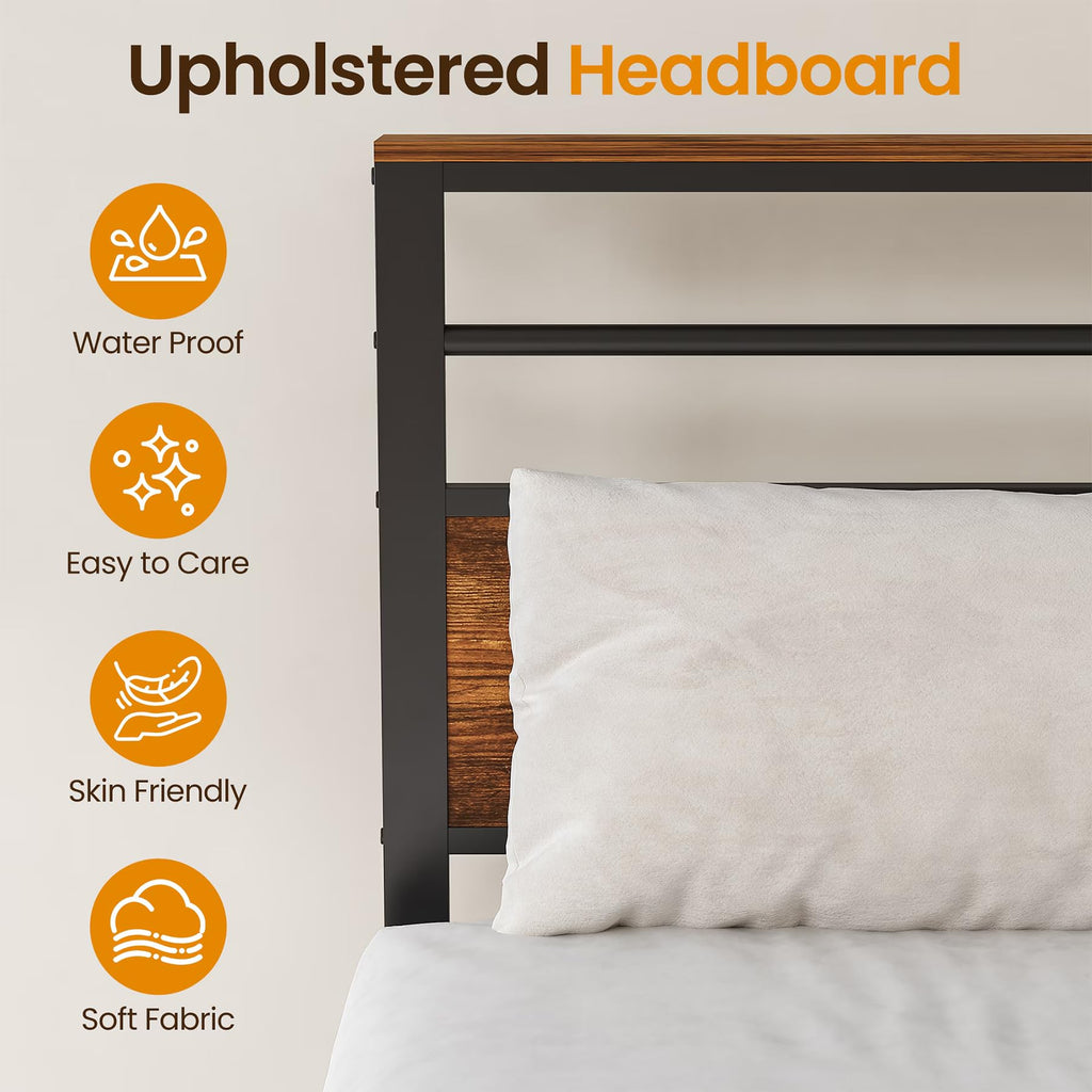 Black Twin Bed Frame with Headboard C4911