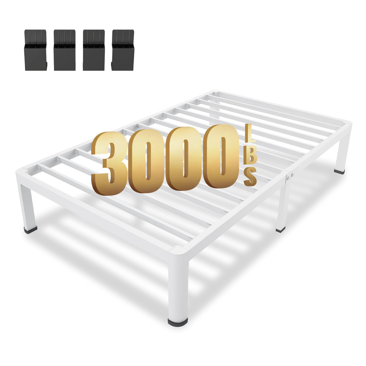14 Inch Twin Metal Platform Bed Frame White S2378