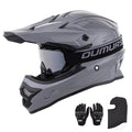 Adult ATV Dirt Bike Helmet with Goggles Gloves & Mask Adjustable Sun Visor Motorcycle Off-Road Motocross Downhill Moped MX Gray L J564