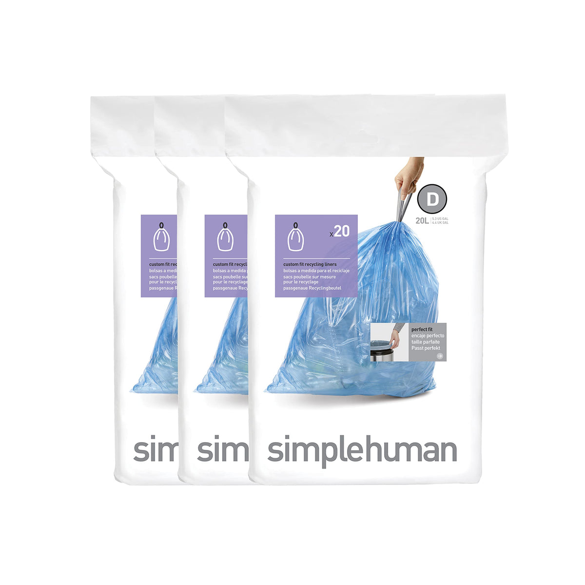 60 Count Drawstring Trash Bags, 20 Liter / 5.3 Gallon S449