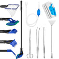 Aquarium Fish Tank Cleaning Tool Kit 4 Pcs Long Aquascape Tools Magnetic Glass Cleaner Brush 5 in 1 Gravel Cleaner and Siphon Vacuum S707128