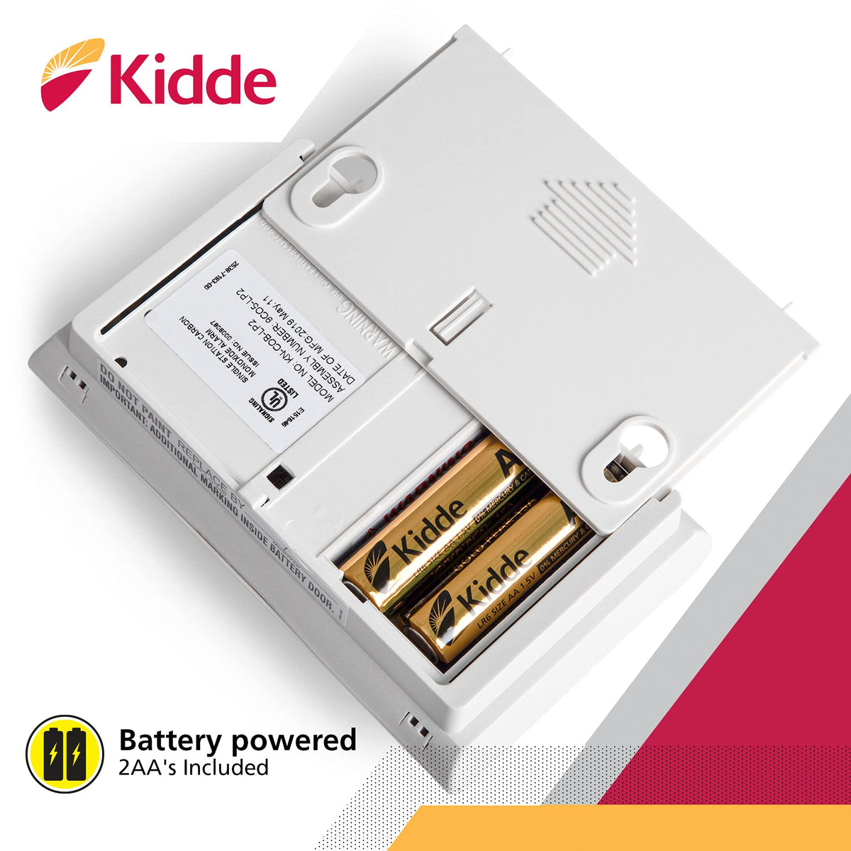 Carbon Monoxide Detector, Battery Powered CO Alarm D83992