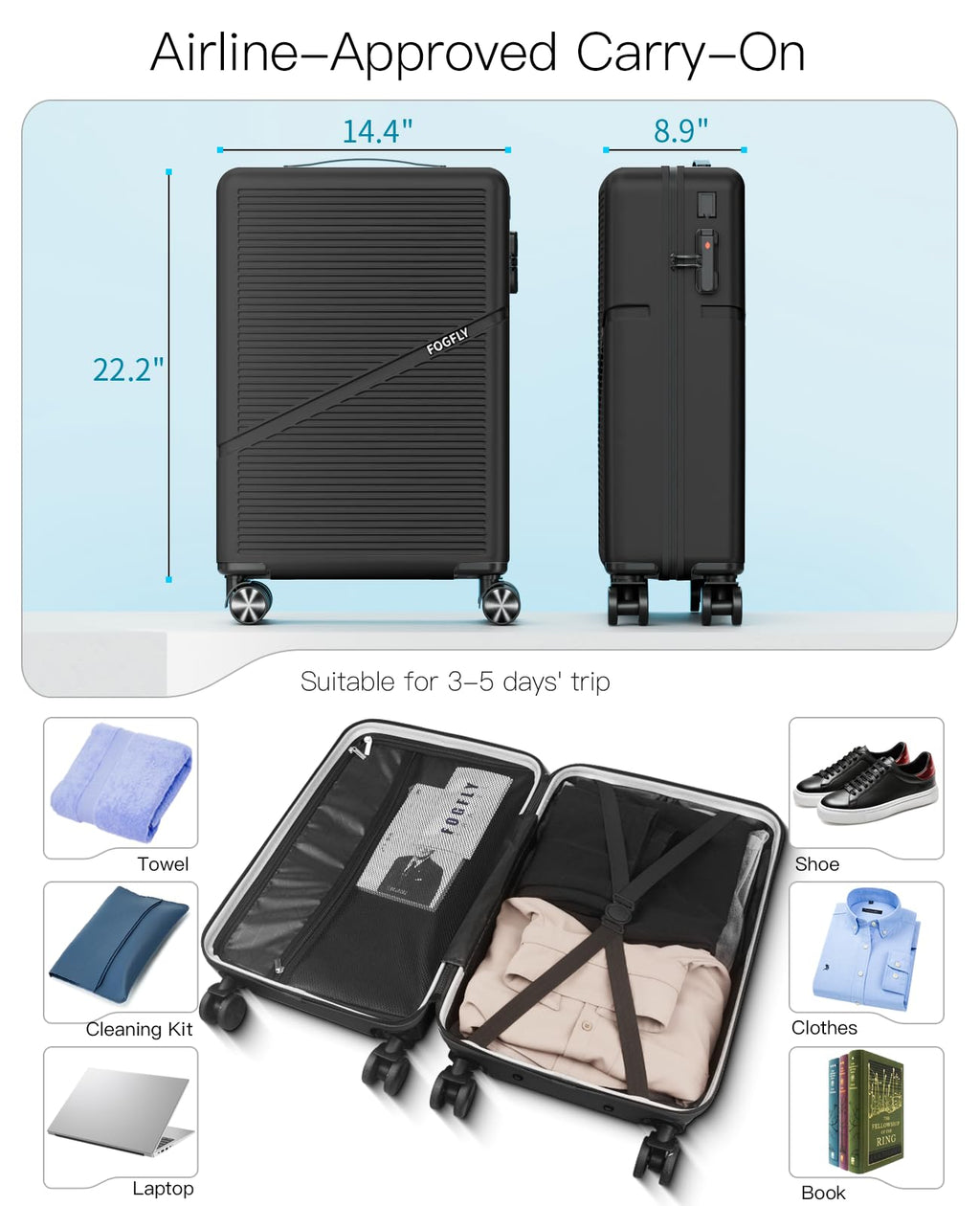 20 Inch Hardside Spinner Luggage with TSA Lock H68126