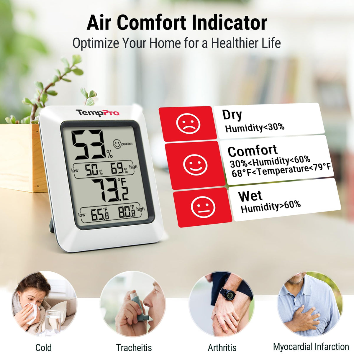 Digital Hygrometer Indoor Thermometer L93979