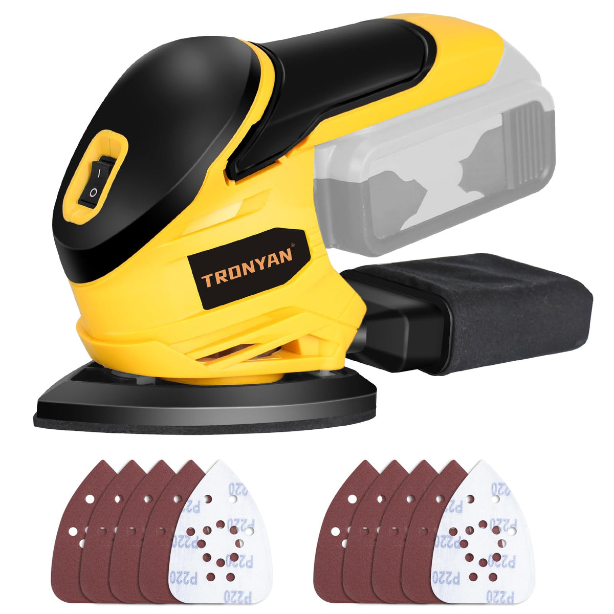 Cordless Detail Sander, 12,000 OPM, 10Pcs Sandpapers, Dust Bag D944247