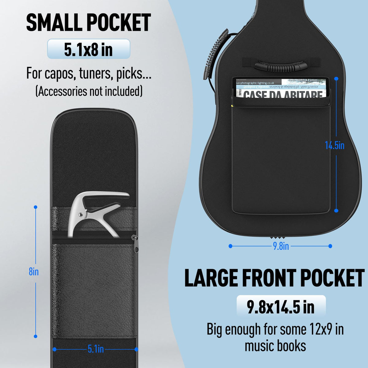 Black Acoustic Guitar Gig Bag with 0.35 Inch Foam Padding H250505