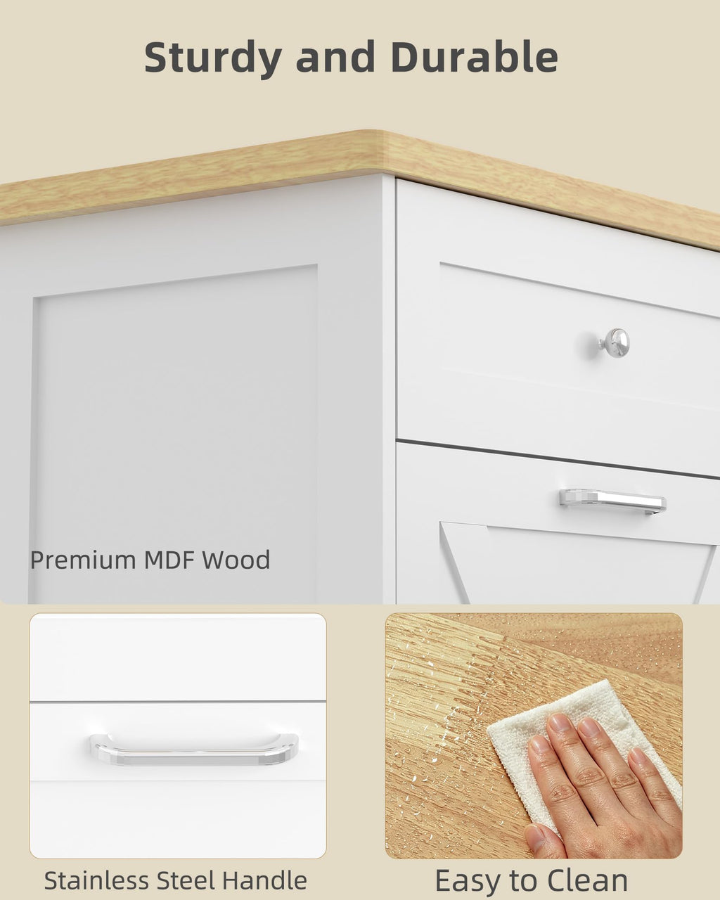 2x10 Gallon Tilt Out Trash Cabinet with Hideaway Drawers, White T654