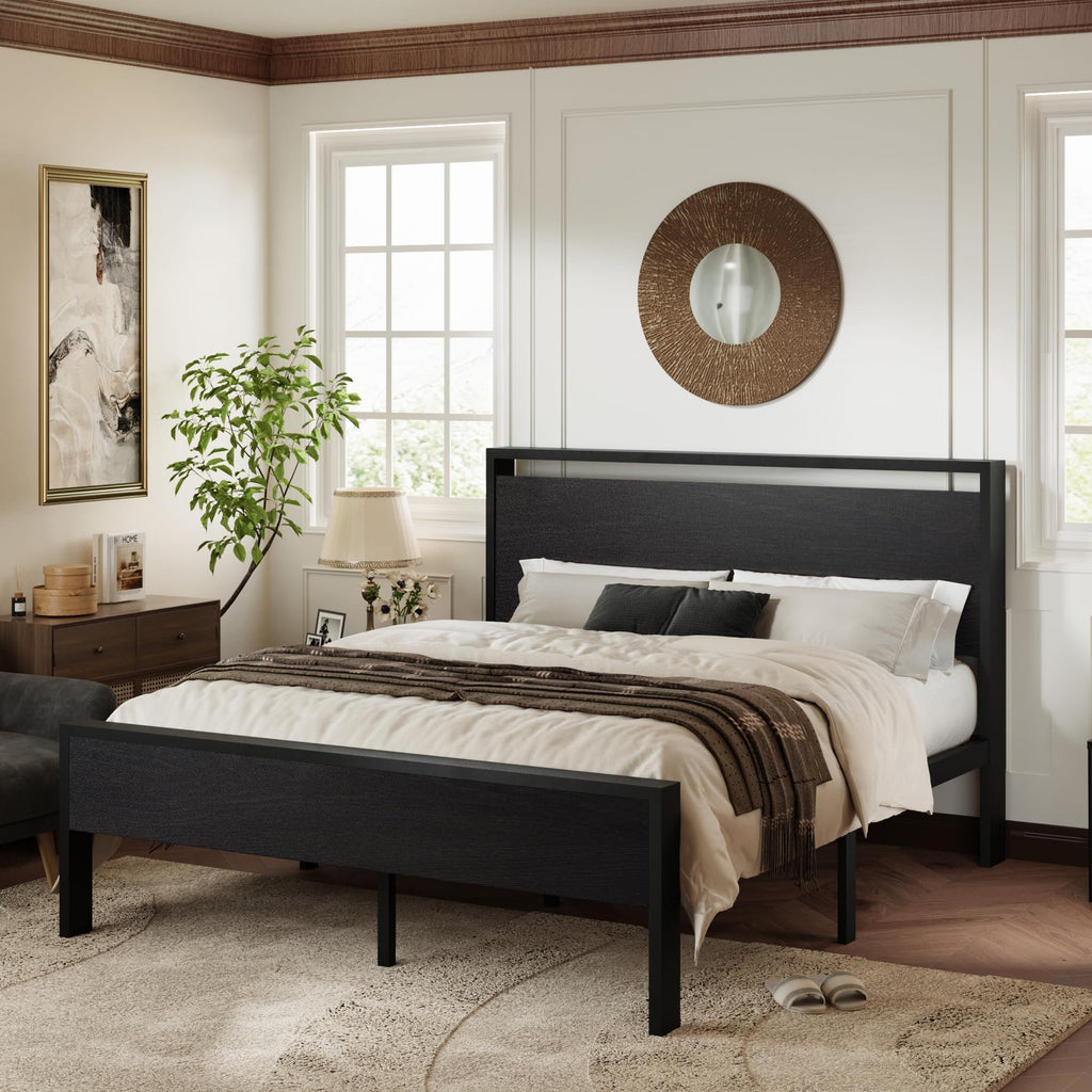 Queen Size Black Oak Bed Frame O904
