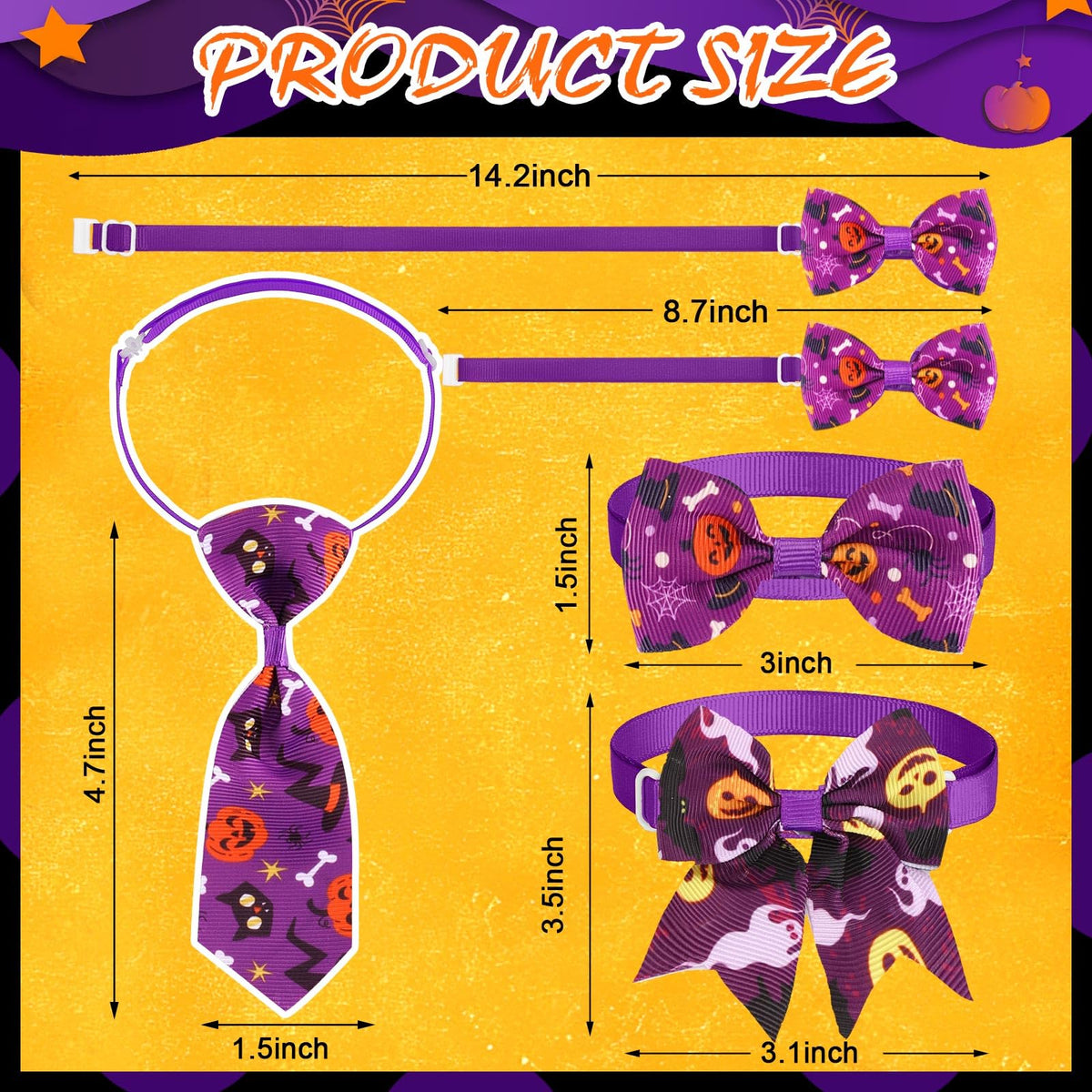 240 Pcs Halloween Dog Bows Tie Collars K677