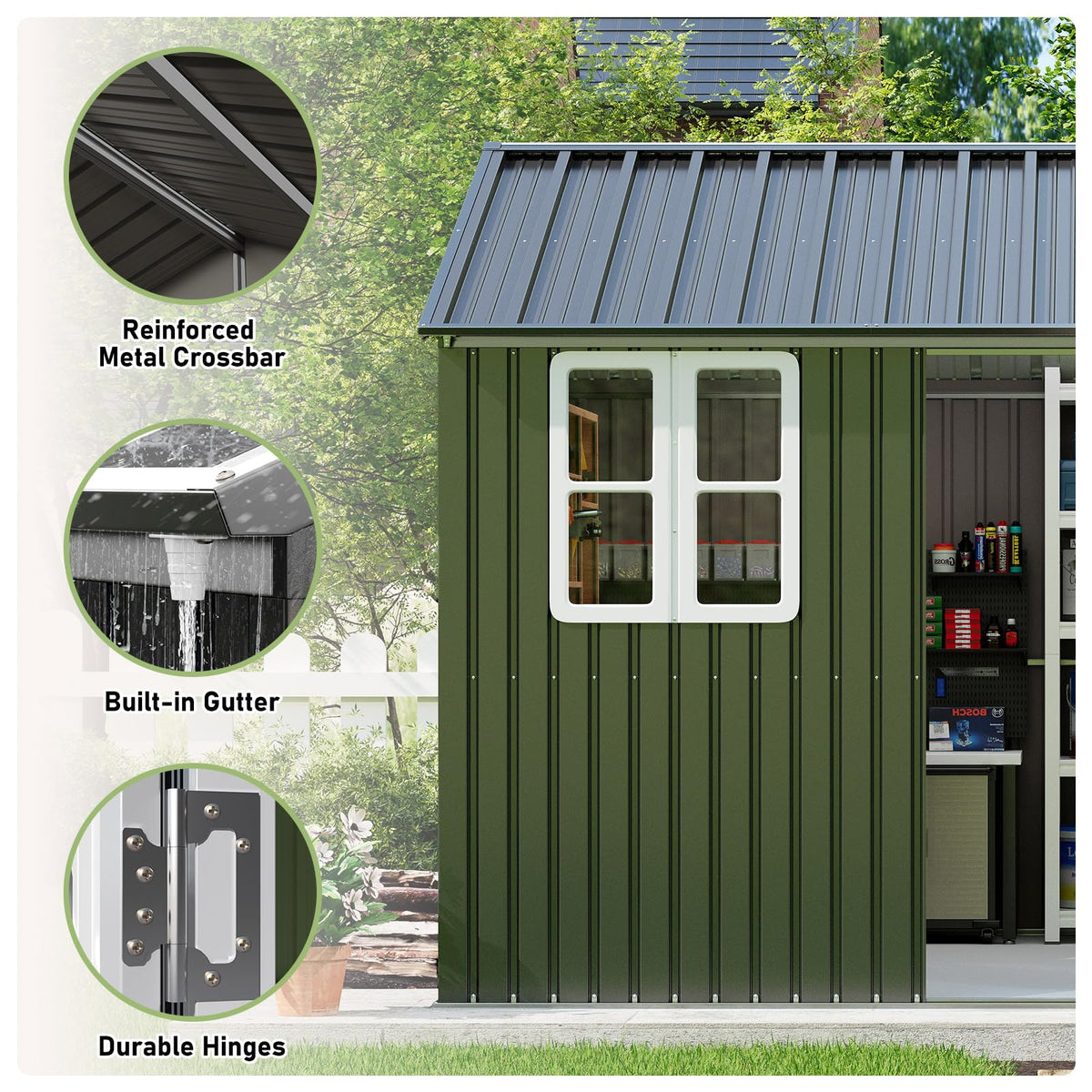10 x 12 FT Metal Storage Shed with Lockable Door and 2 Windows Z385725