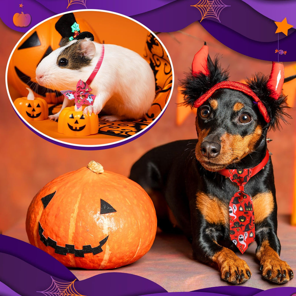 240 Pcs Halloween Dog Bows Tie Collars K677