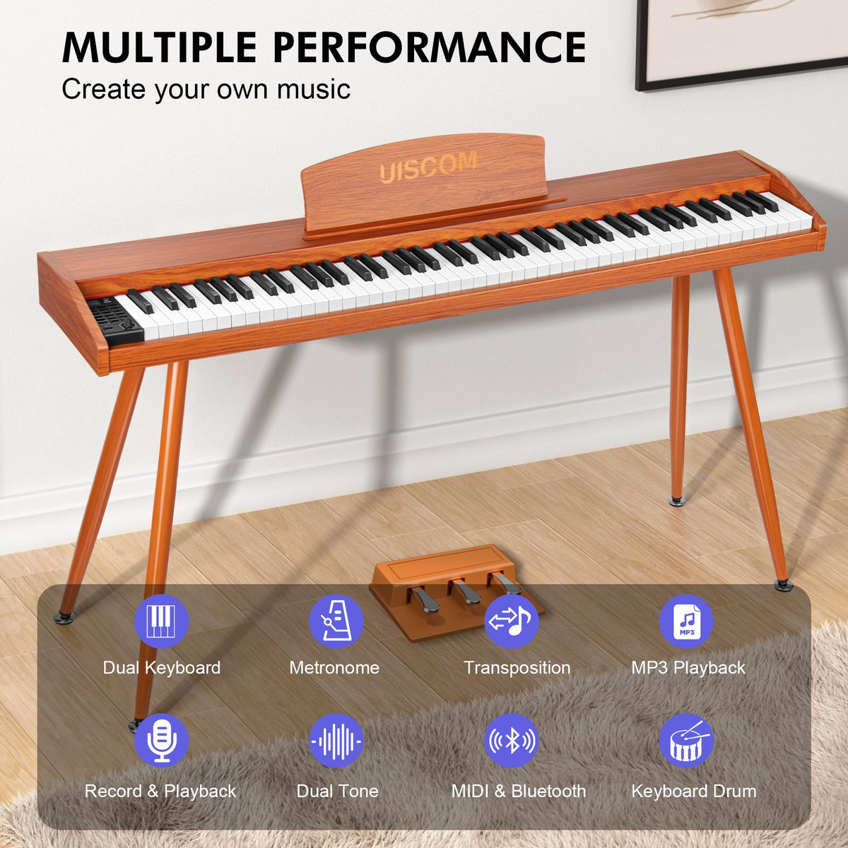 88 Key Semi-Weighted Digital Piano Keyboard F189