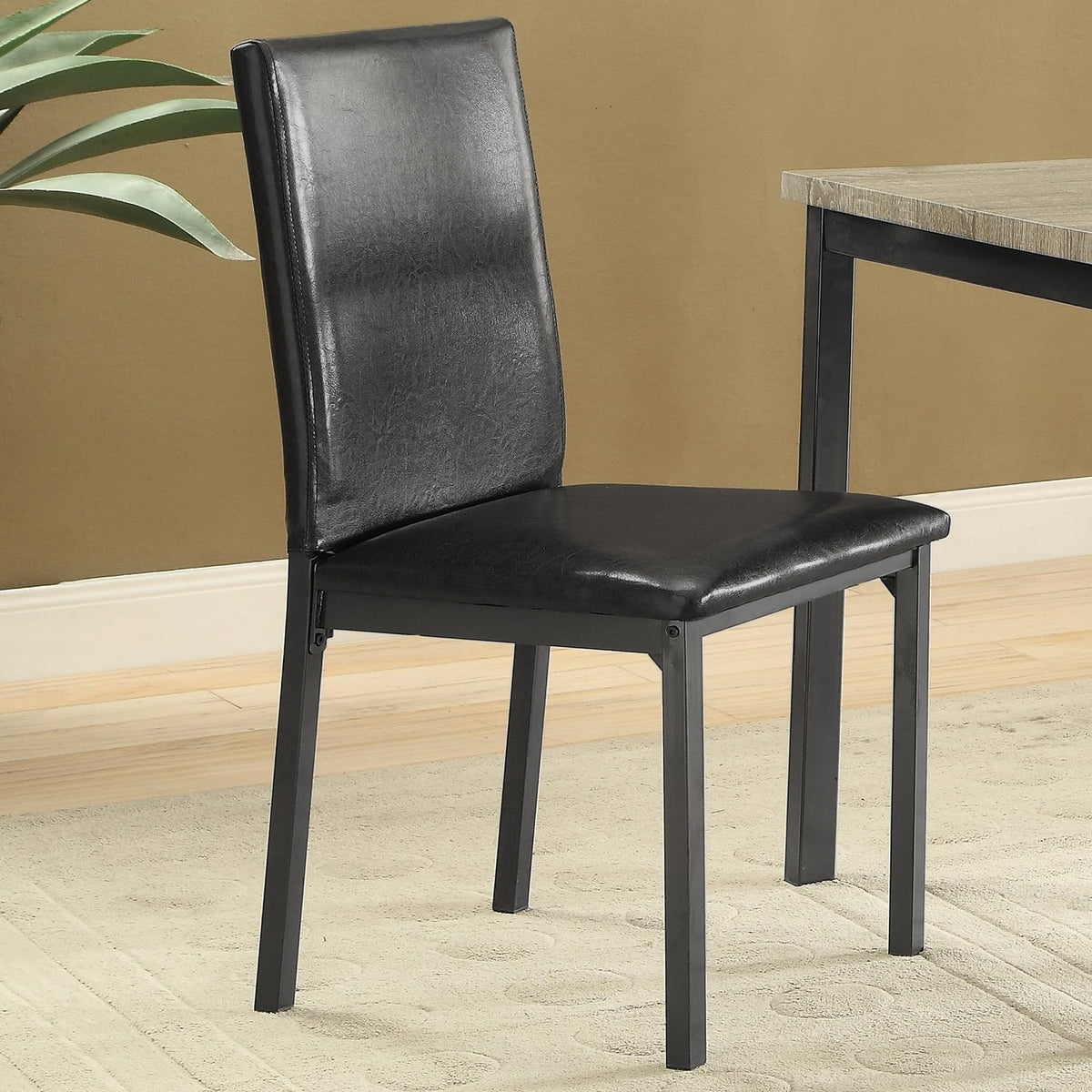 Black Leatherette Dining Chairs Set of 2 A3252