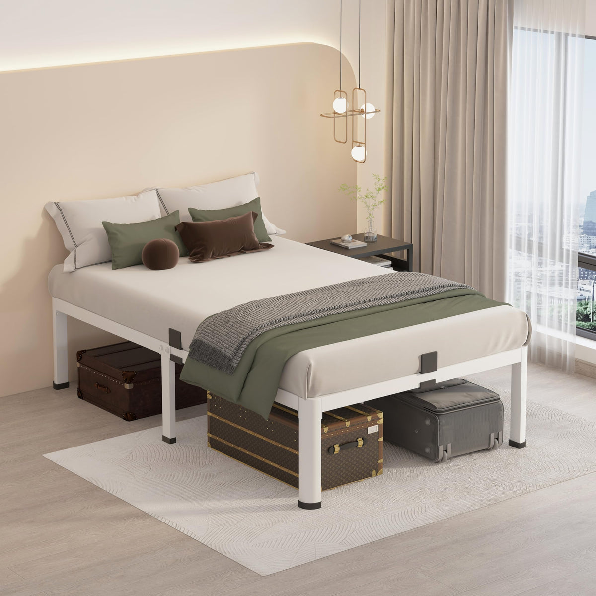 14 Inch Twin Metal Platform Bed Frame White S2378