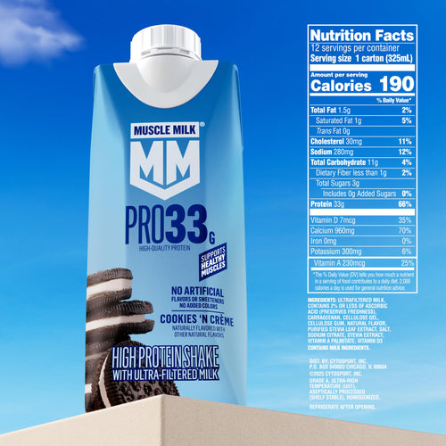 11 fl oz High Protein Shake, 12 Pack, 33g Protein, 3g Sugar Y4763