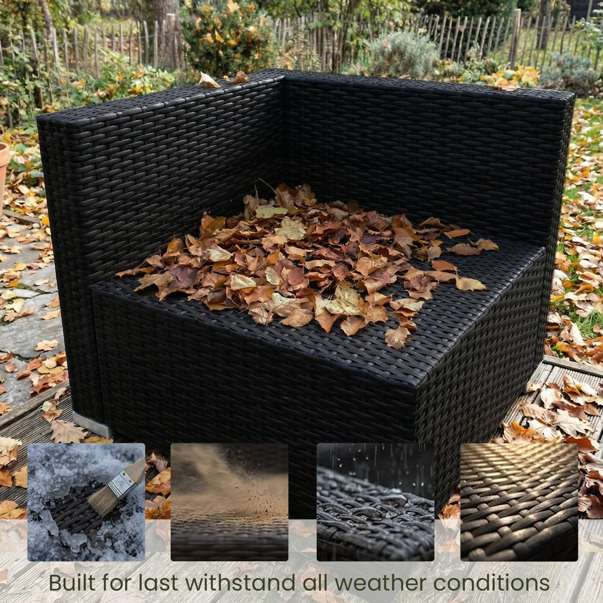 15 Piece Wicker Rattan Patio Furniture Set with Fire Pit Table N8995