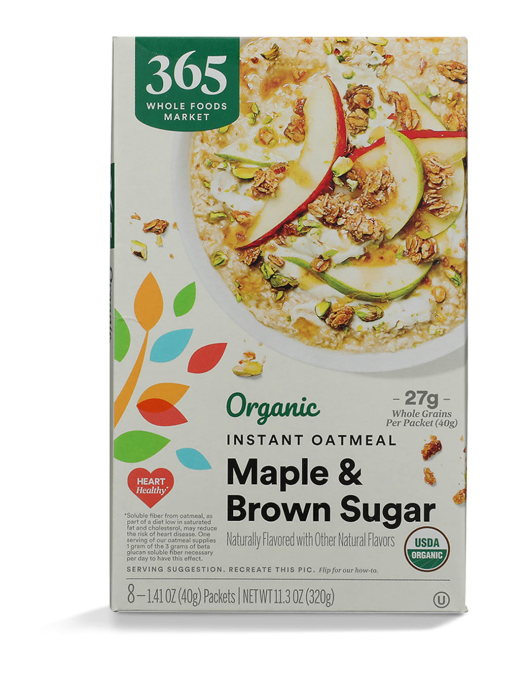Organic Maple & Brown Sugar Instant Oatmeal Packets, 1.41 Ounce (Pack of 8) Z7791