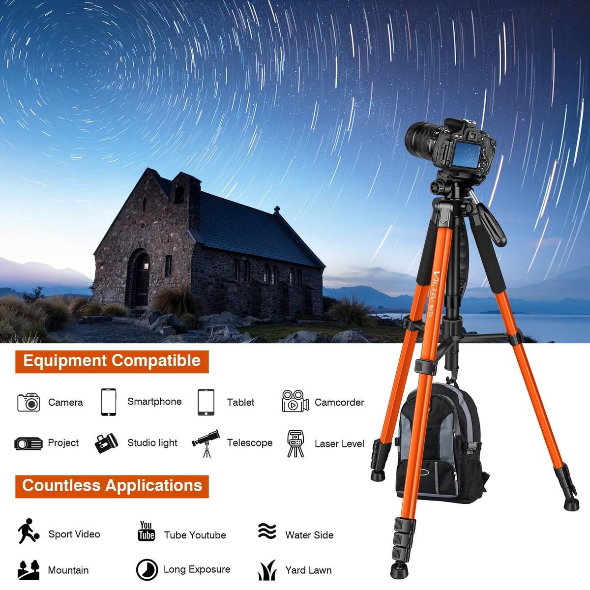 72" Camera Tripod & Monopod with Remote Z86981