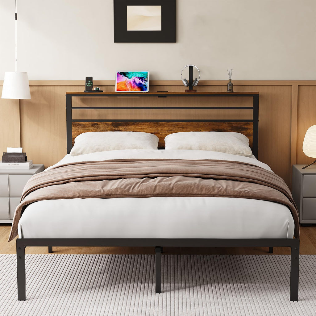 Black Twin Bed Frame with Headboard C4911