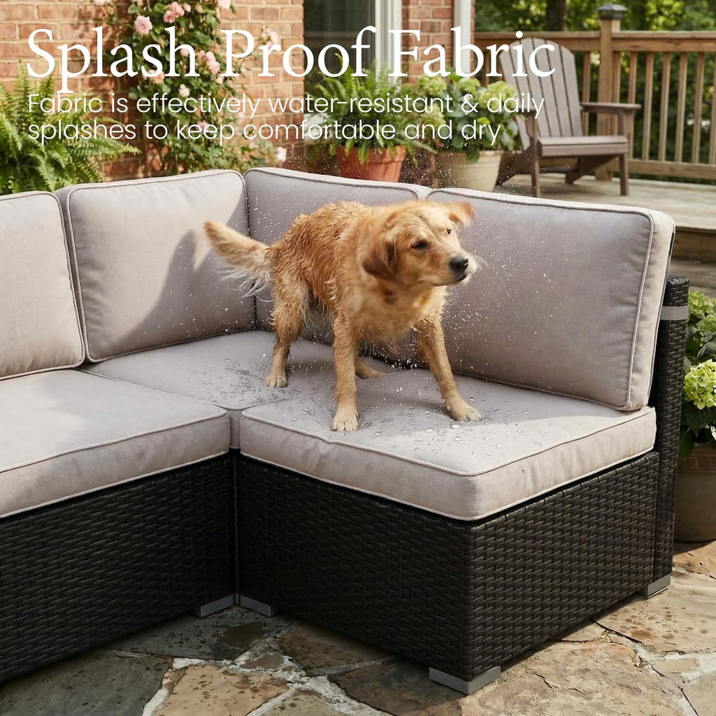 15 Piece Wicker Rattan Patio Furniture Set with Fire Pit Table N8995