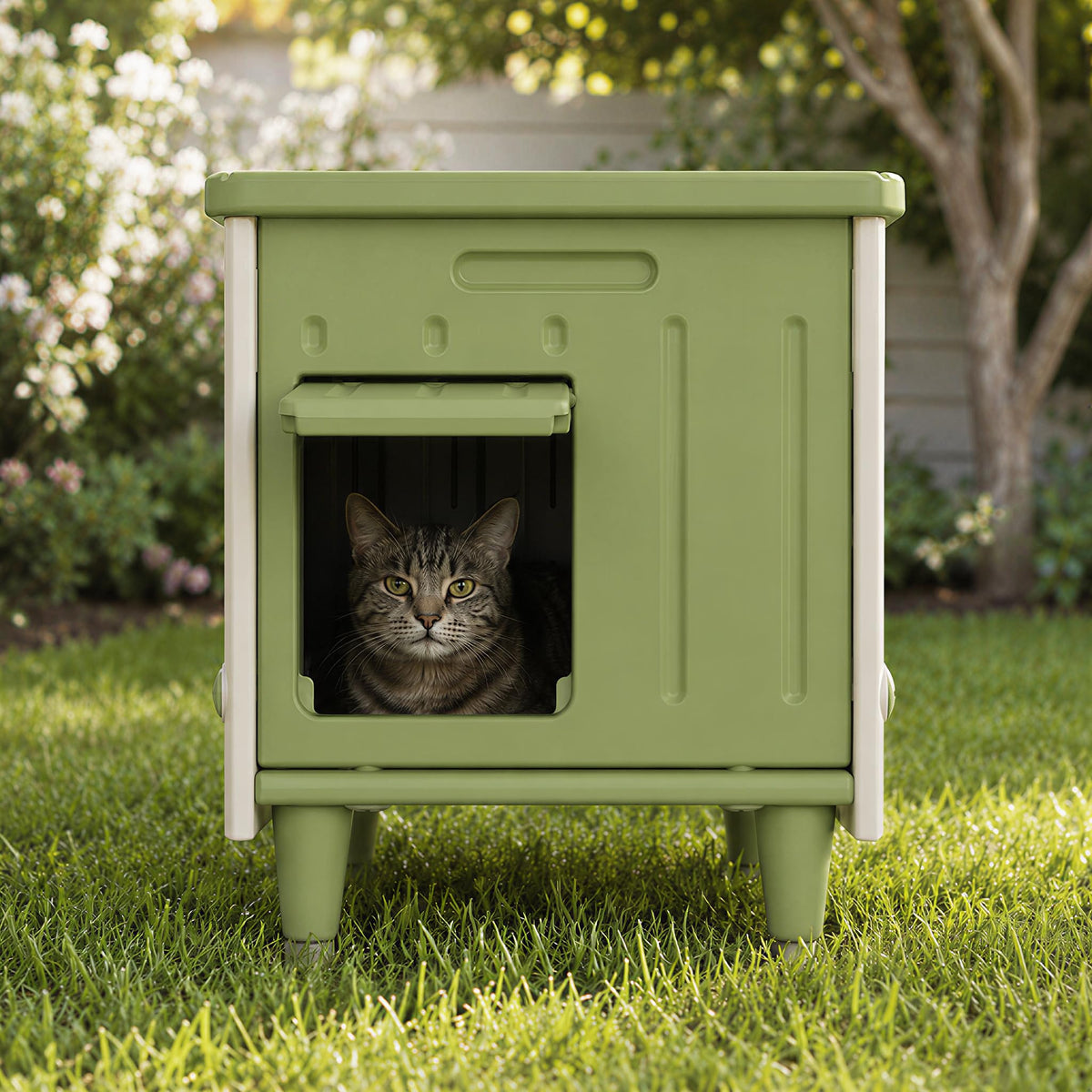 Extra Large Insulated Plastic Cat House with Escape Door O112928