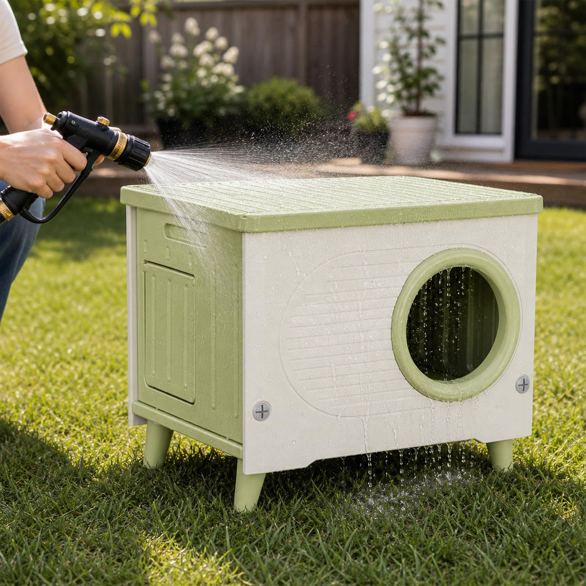 Extra Large Insulated Plastic Cat House with Escape Door O112928